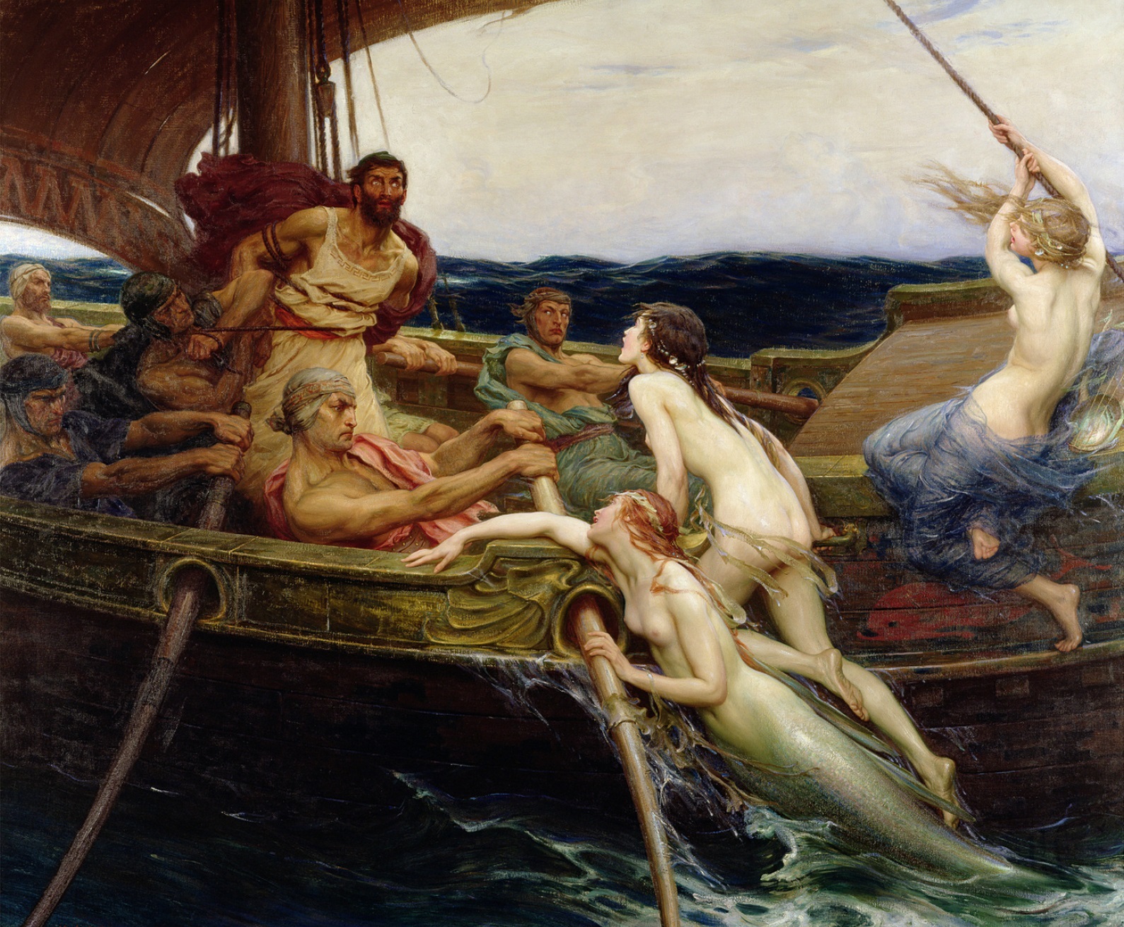 Herbert James Draper, Ulisse e le Sirene, 1909: Ulisse sulla nave è attratto dalle Sirene